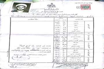 مدرک تحصیلی دوران دبیرستان شهید حیدری